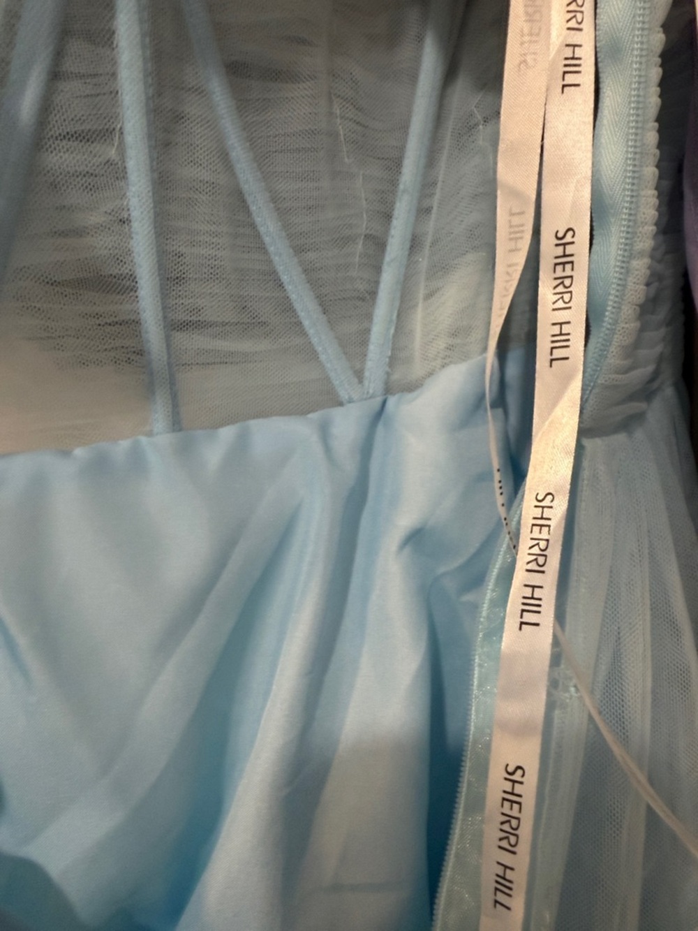 Sherri Hill Light Blue Ruffled Tulle Prom Dress - Picture 6 of 6